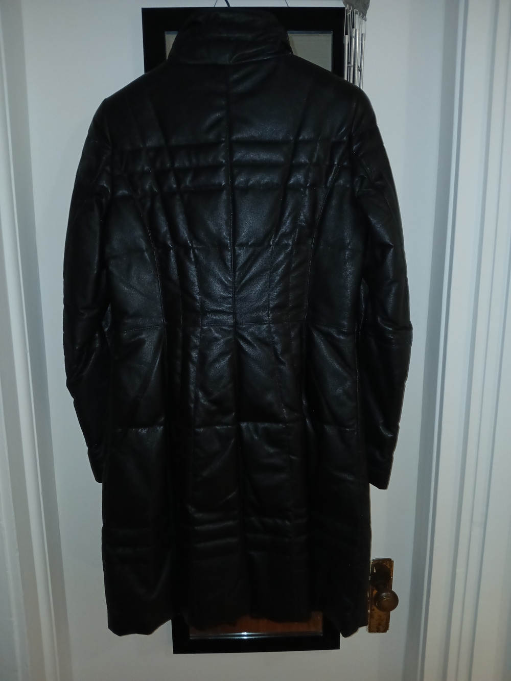 Vintage Danier Black Leather Down Filled Coat